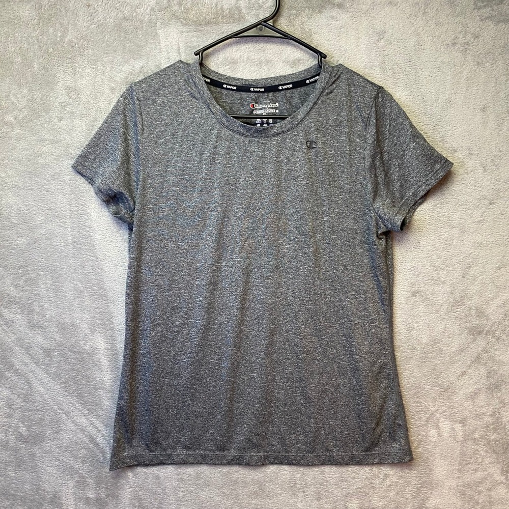 Champion T-Shirt Womens M Performance Gray Heathered Vapor Short Sleeve EUC